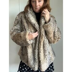 90s Faux Fur Coats Size 2X faux Lynx Fall Fashion Winter coats Glamour